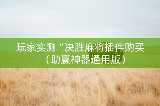 玩家实测“决胜麻将插件购买（助赢神器通用版）