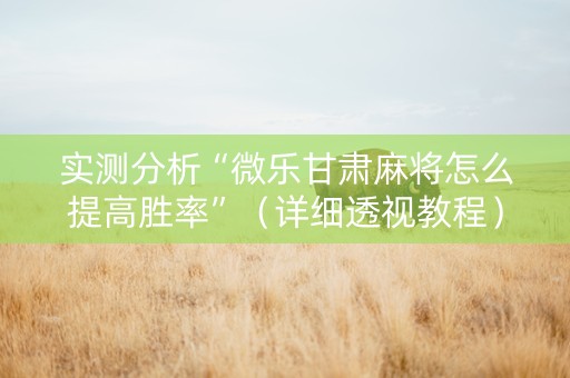实测分析“微乐甘肃麻将怎么提高胜率”（详细透视教程）-哔哩哔哩