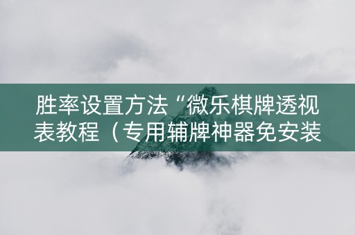 胜率设置方法“微乐棋牌透视表教程（专用辅牌神器免安装）