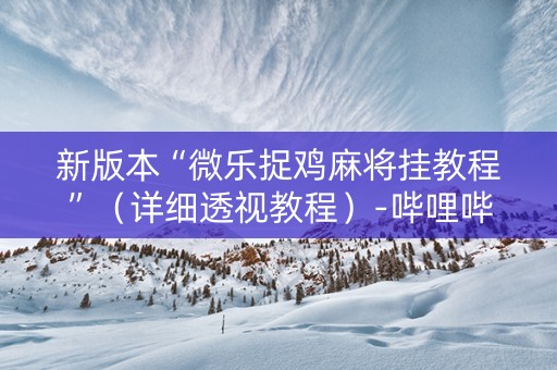 新版本“微乐捉鸡麻将挂教程”（详细透视教程）-哔哩哔哩