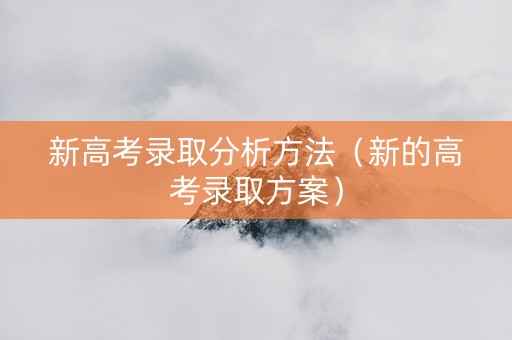 新高考录取分析方法（新的高考录取方案）