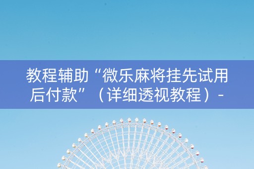 教程辅助“微乐麻将挂先试用后付款”（详细透视教程）-哔哩哔哩
