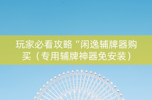 玩家必看攻略“闲逸辅牌器购买（专用辅牌神器免安装）