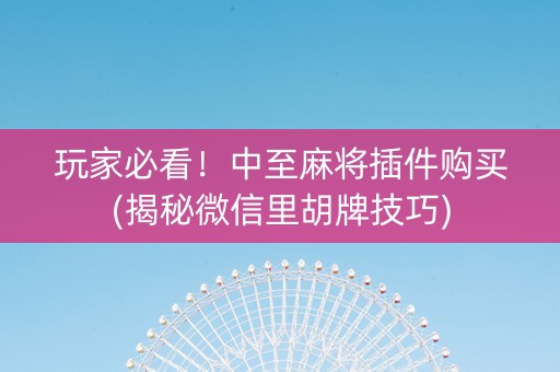 玩家必看！中至麻将插件购买(揭秘微信里胡牌技巧)