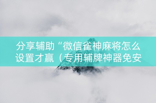 分享辅助“微信雀神麻将怎么设置才赢（专用辅牌神器免安装）