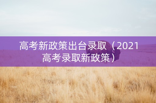 高考新政策出台录取（2021高考录取新政策）