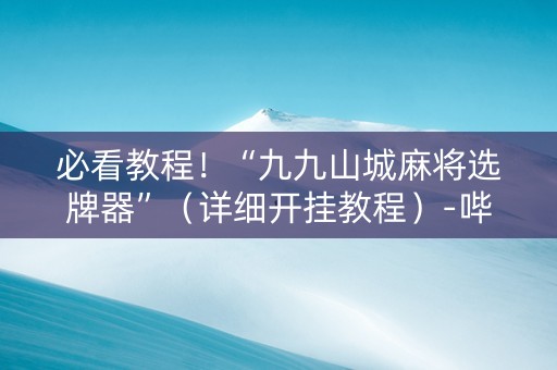 必看教程！“九九山城麻将选牌器”（详细开挂教程）-哔哩哔哩