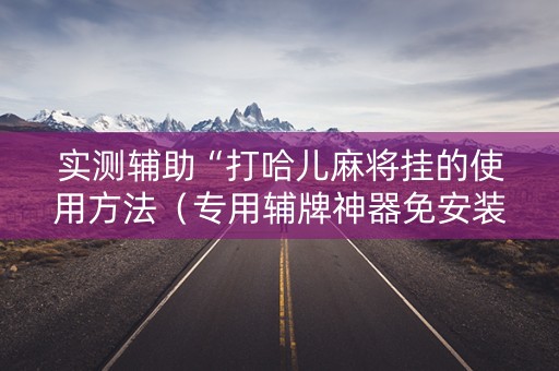 实测辅助“打哈儿麻将挂的使用方法（专用辅牌神器免安装）
