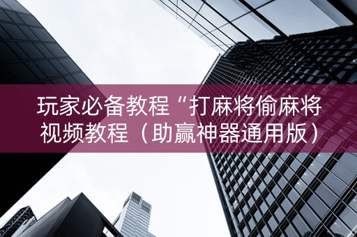 玩家必备教程“打麻将偷麻将视频教程（助赢神器通用版）