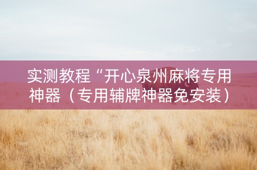 实测教程“开心泉州麻将专用神器（专用辅牌神器免安装）