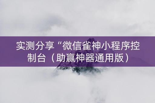 实测分享“微信雀神小程序控制台（助赢神器通用版）