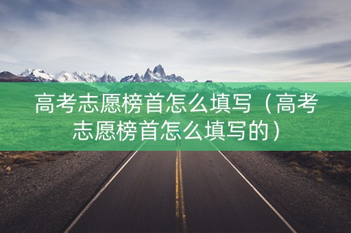 高考志愿榜首怎么填写（高考志愿榜首怎么填写的）