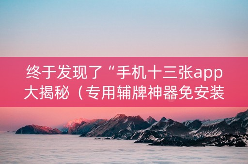 终于发现了“手机十三张app大揭秘（专用辅牌神器免安装）