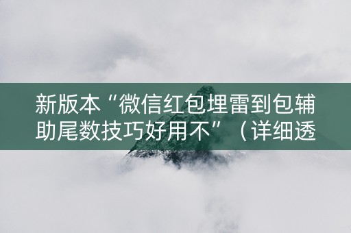 新版本“微信红包埋雷到包辅助尾数技巧好用不”（详细透视教程）-哔哩哔哩