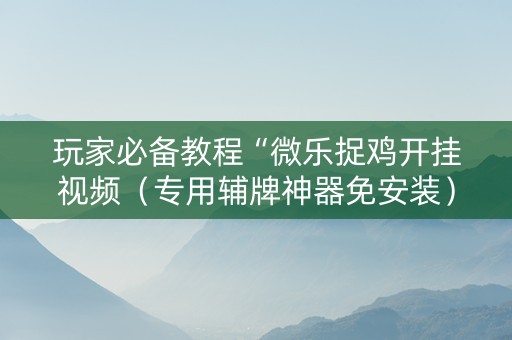 玩家必备教程“微乐捉鸡开挂视频（专用辅牌神器免安装）