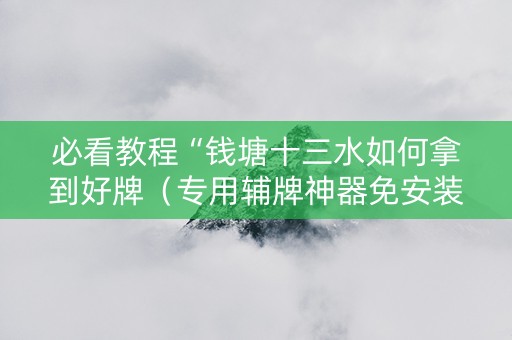 必看教程“钱塘十三水如何拿到好牌（专用辅牌神器免安装）