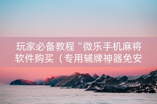 玩家必备教程“微乐手机麻将软件购买（专用辅牌神器免安装）