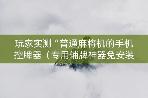 玩家实测“普通麻将机的手机控牌器（专用辅牌神器免安装）