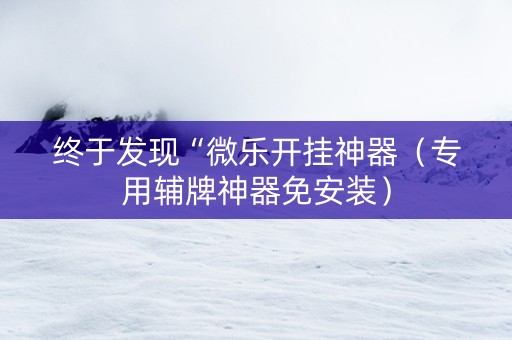 终于发现“微乐开挂神器（专用辅牌神器免安装）
