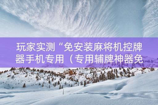 玩家实测“免安装麻将机控牌器手机专用（专用辅牌神器免安装）