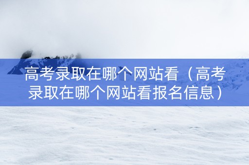 高考录取在哪个网站看（高考录取在哪个网站看报名信息）