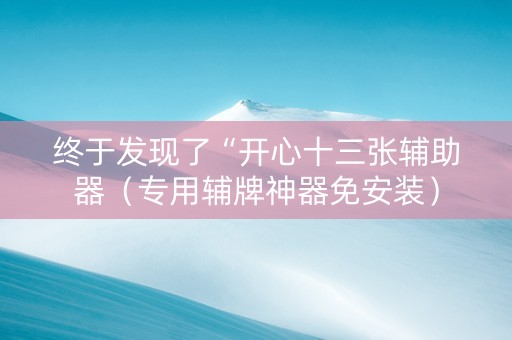 终于发现了“开心十三张辅助器（专用辅牌神器免安装）