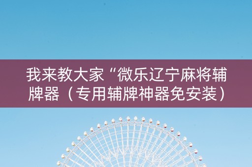 我来教大家“微乐辽宁麻将辅牌器（专用辅牌神器免安装）