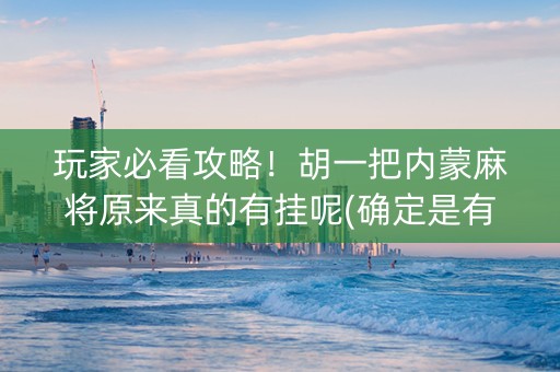 玩家必看攻略！胡一把内蒙麻将原来真的有挂呢(确定是有挂)