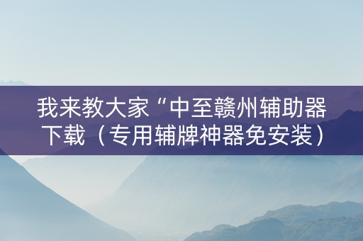 我来教大家“中至赣州辅助器下载（专用辅牌神器免安装）