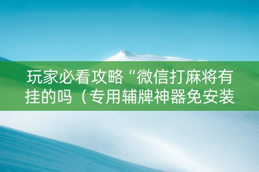 玩家必看攻略“微信打麻将有挂的吗（专用辅牌神器免安装）