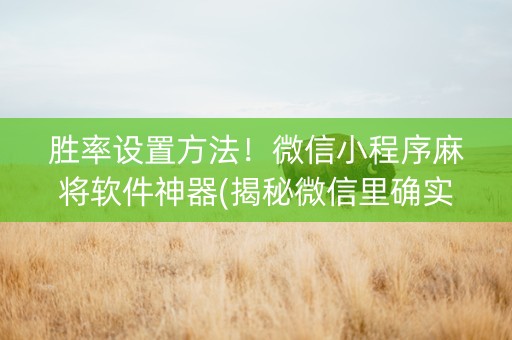 胜率设置方法！微信小程序麻将软件神器(揭秘微信里确实有猫腻)