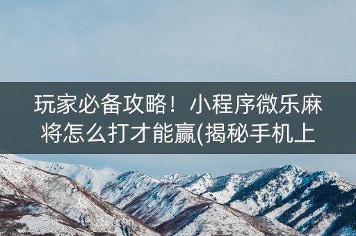 玩家必备攻略！小程序微乐麻将怎么打才能赢(揭秘手机上输赢规律)