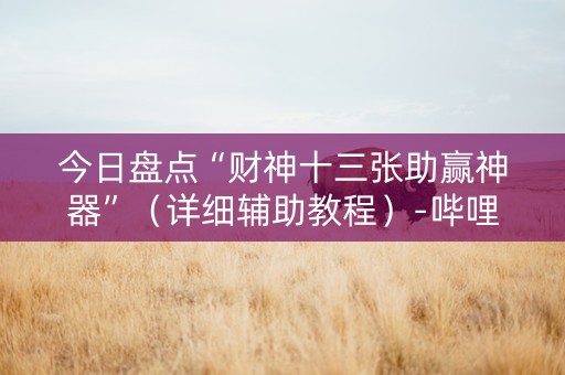 今日盘点“财神十三张助赢神器”（详细辅助教程）-哔哩哔哩