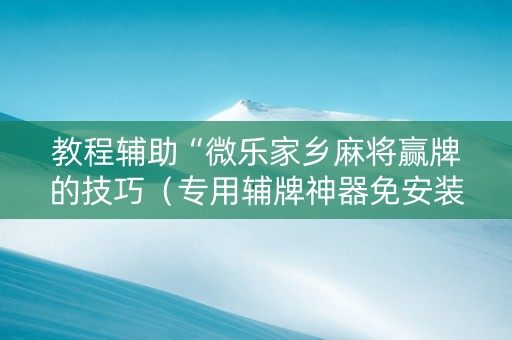 教程辅助“微乐家乡麻将赢牌的技巧（专用辅牌神器免安装）