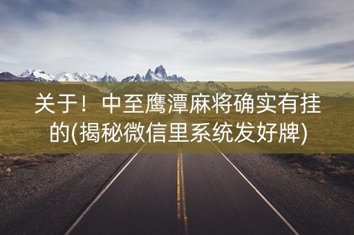 关于！中至鹰潭麻将确实有挂的(揭秘微信里系统发好牌)