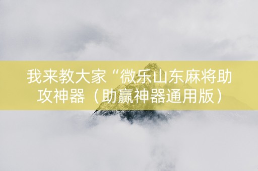 我来教大家“微乐山东麻将助攻神器（助赢神器通用版）