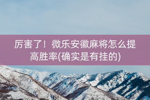 厉害了！微乐安徽麻将怎么提高胜率(确实是有挂的)