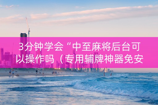 3分钟学会“中至麻将后台可以操作吗（专用辅牌神器免安装）