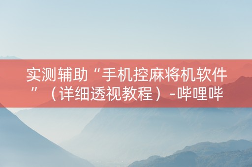 实测辅助“手机控麻将机软件”（详细透视教程）-哔哩哔哩