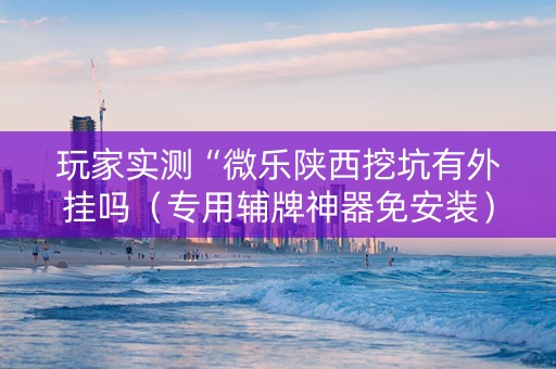 玩家实测“微乐陕西挖坑有外挂吗（专用辅牌神器免安装）