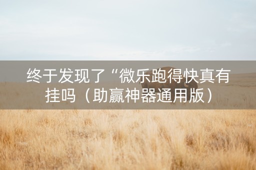 终于发现了“微乐跑得快真有挂吗（助赢神器通用版）