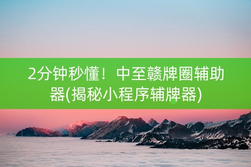 2分钟秒懂！中至赣牌圈辅助器(揭秘小程序辅牌器)