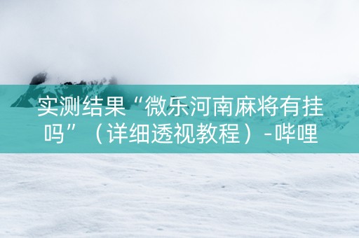 实测结果“微乐河南麻将有挂吗”（详细透视教程）-哔哩哔哩