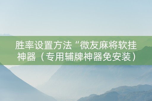 胜率设置方法“微友麻将软挂神器（专用辅牌神器免安装）