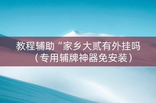 教程辅助“家乡大贰有外挂吗（专用辅牌神器免安装）
