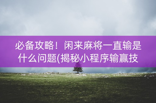 必备攻略！闲来麻将一直输是什么问题(揭秘小程序输赢技巧)