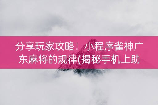 分享玩家攻略！小程序雀神广东麻将的规律(揭秘手机上助手软件)