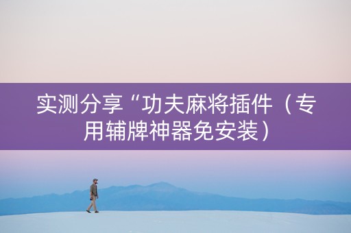 实测分享“功夫麻将插件（专用辅牌神器免安装）