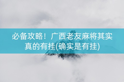 必备攻略！广西老友麻将其实真的有挂(确实是有挂)