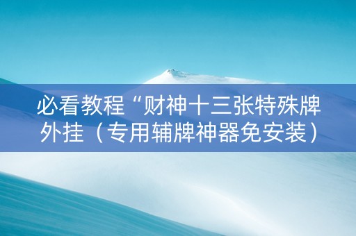 必看教程“财神十三张特殊牌外挂（专用辅牌神器免安装）